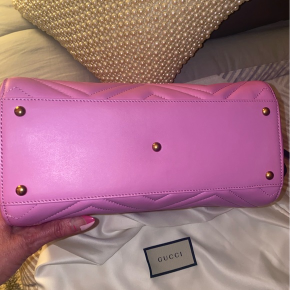 Gucci Bags Gucci Calfskin Matelasse Small Gg Marmont Tote Candy